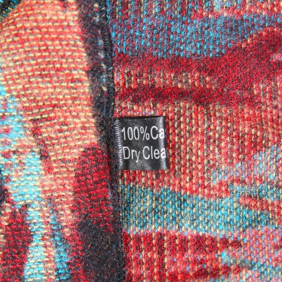 Reversible 100% CASHMERE Southwest Abstract Art Inspired Oversized Shawl - Picture 12 of 13